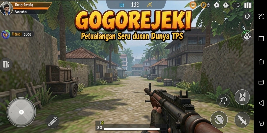 Screenshot utama GOGOREJEKI menampilkan aksi seru dalam gameplay TPS.