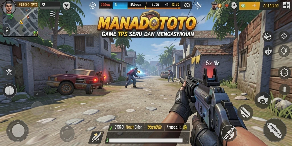 Tangkapan layar menunjukkan aksi seru dalam game TPS MANADOTOTO.