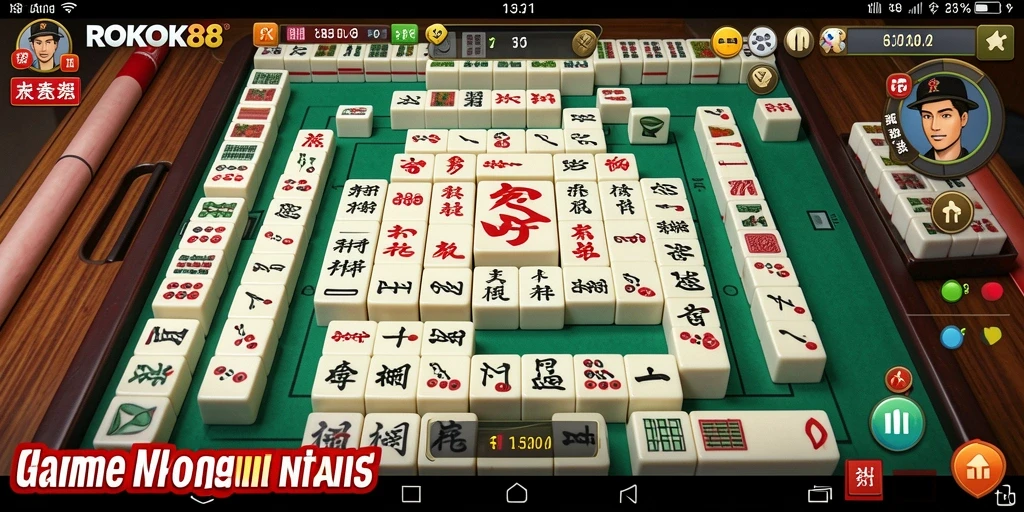 Screenshot gameplay ROKOK88 menunjukkan aksi mencocokkan ubin yang menarik.
